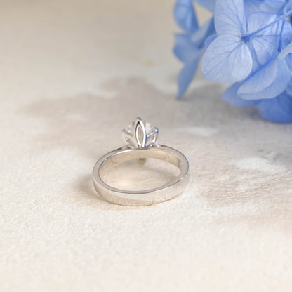 CausYou oval cut moissanite engagement ring Solid Gold 3mm Width Tulip Solitaire Oval Cut Moissanite Engagement Ring