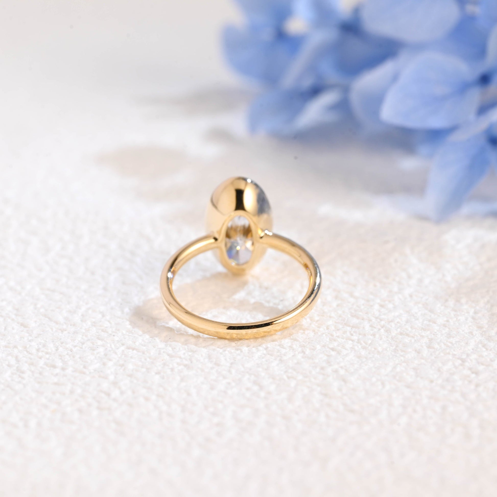 CausYou oval cut moissanite engagement ring Solid Gold Bezel Crushed Ice Elongated Oval Cut Moissanite Engagement Ring