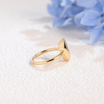 CausYou oval cut moissanite engagement ring Solid Gold Bezel Crushed Ice Elongated Oval Cut Moissanite Engagement Ring