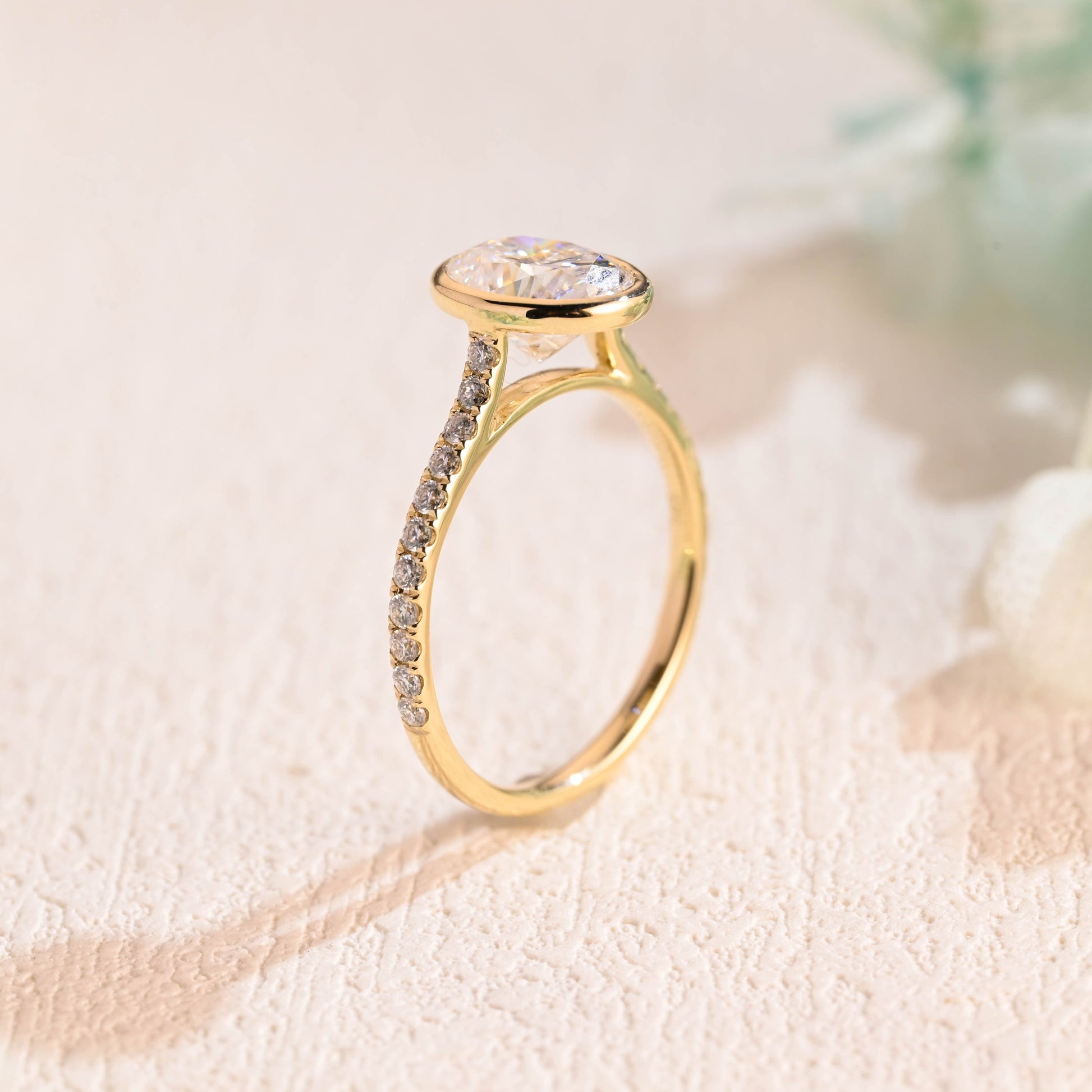 CausYou oval cut moissanite engagement ring Solid Gold Bezel Oval Moissanite Engagement Ring, Promise Ring, Proposal Ring, Gift for Woman, Wife