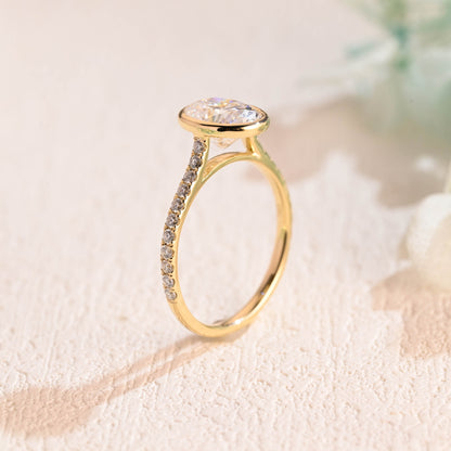 CausYou oval cut moissanite engagement ring Solid Gold Bezel Oval Moissanite Engagement Ring, Promise Ring, Proposal Ring, Gift for Woman, Wife
