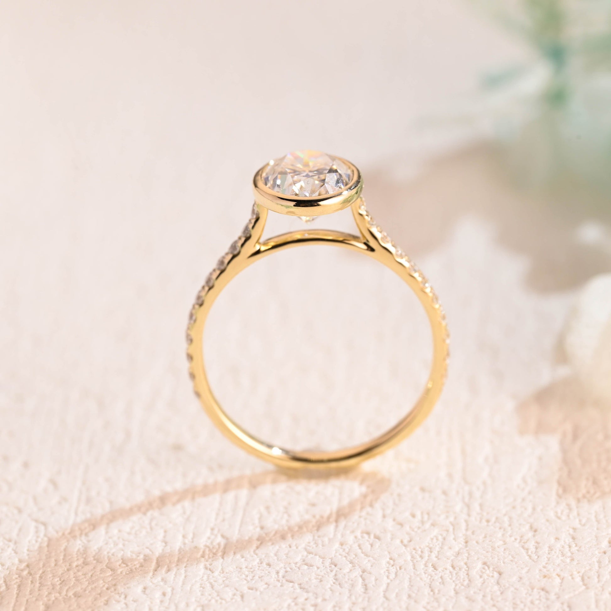 CausYou oval cut moissanite engagement ring Solid Gold Bezel Oval Moissanite Engagement Ring, Promise Ring, Proposal Ring, Gift for Woman, Wife