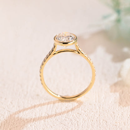 CausYou oval cut moissanite engagement ring Solid Gold Bezel Oval Moissanite Engagement Ring, Promise Ring, Proposal Ring, Gift for Woman, Wife
