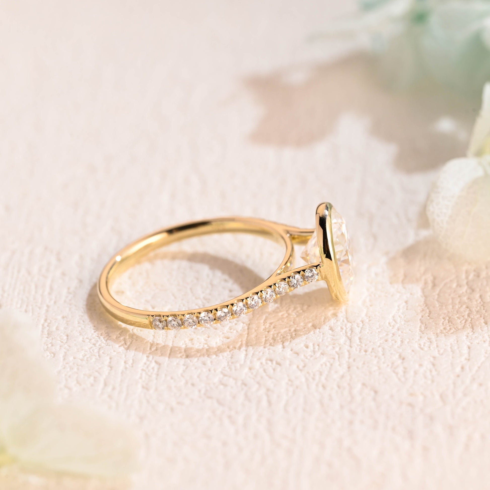 CausYou oval cut moissanite engagement ring Solid Gold Bezel Oval Moissanite Engagement Ring, Promise Ring, Proposal Ring, Gift for Woman, Wife
