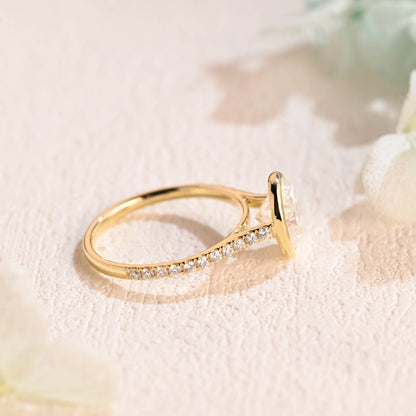 CausYou oval cut moissanite engagement ring Solid Gold Bezel Oval Moissanite Engagement Ring, Promise Ring, Proposal Ring, Gift for Woman, Wife