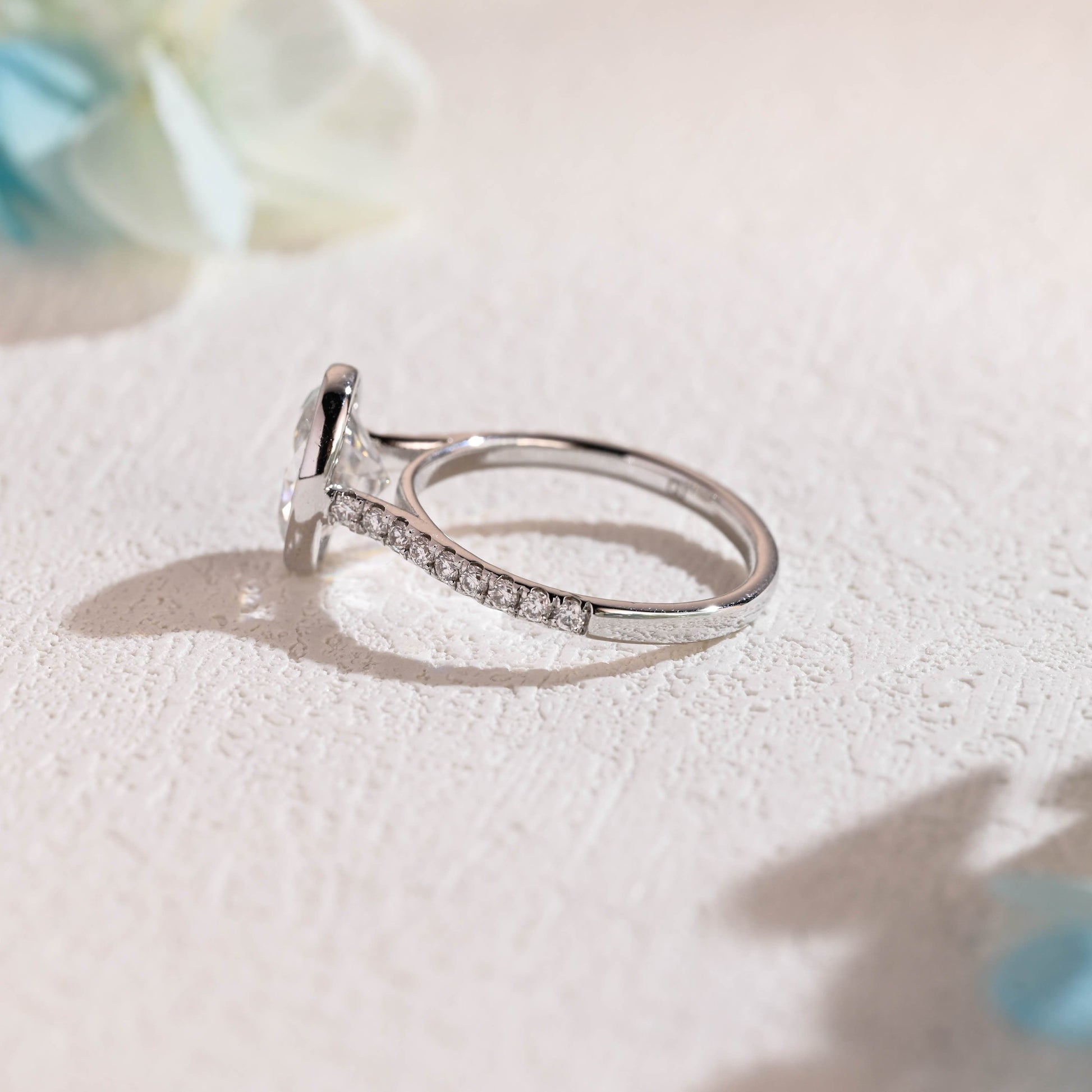 CausYou oval cut moissanite engagement ring Solid Gold Bezel Oval Moissanite Engagement Ring, Promise Ring, Proposal Ring, Gift for Woman, Wife