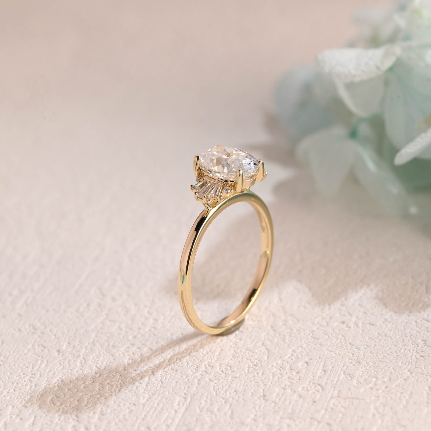 CausYou oval cut moissanite engagement ring Solid Gold Crushed Ice Oval Cut Moissanite Engagement Ring, Promise Ring, Proposal Ring, Gift for Woman, Wife