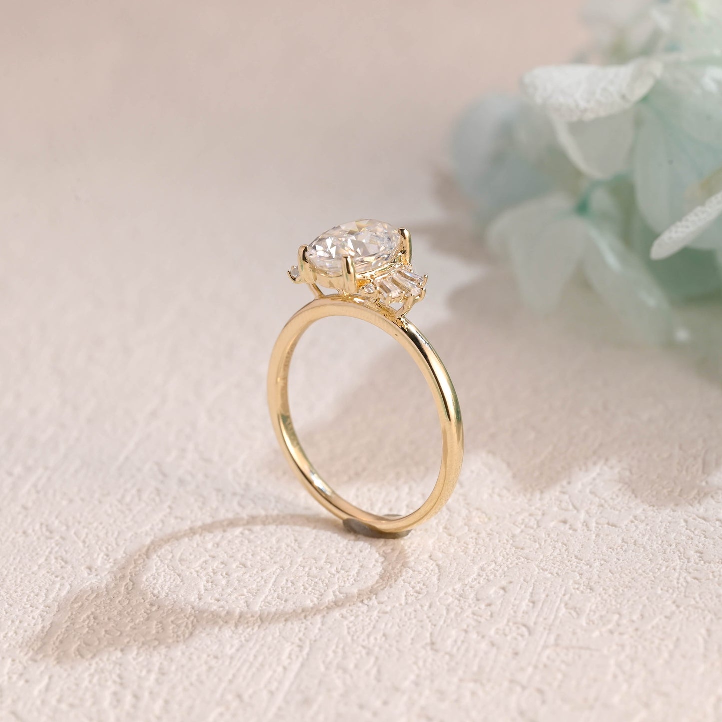 CausYou oval cut moissanite engagement ring Solid Gold Crushed Ice Oval Cut Moissanite Engagement Ring, Promise Ring, Proposal Ring, Gift for Woman, Wife