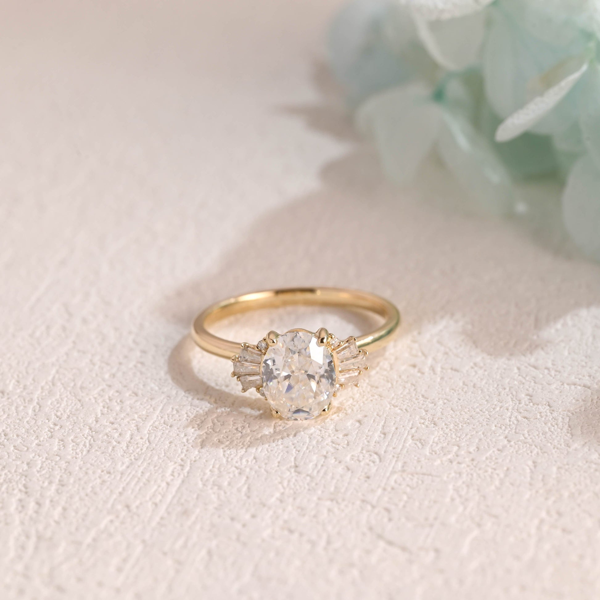 CausYou oval cut moissanite engagement ring Solid Gold Crushed Ice Oval Cut Moissanite Engagement Ring, Promise Ring, Proposal Ring, Gift for Woman, Wife