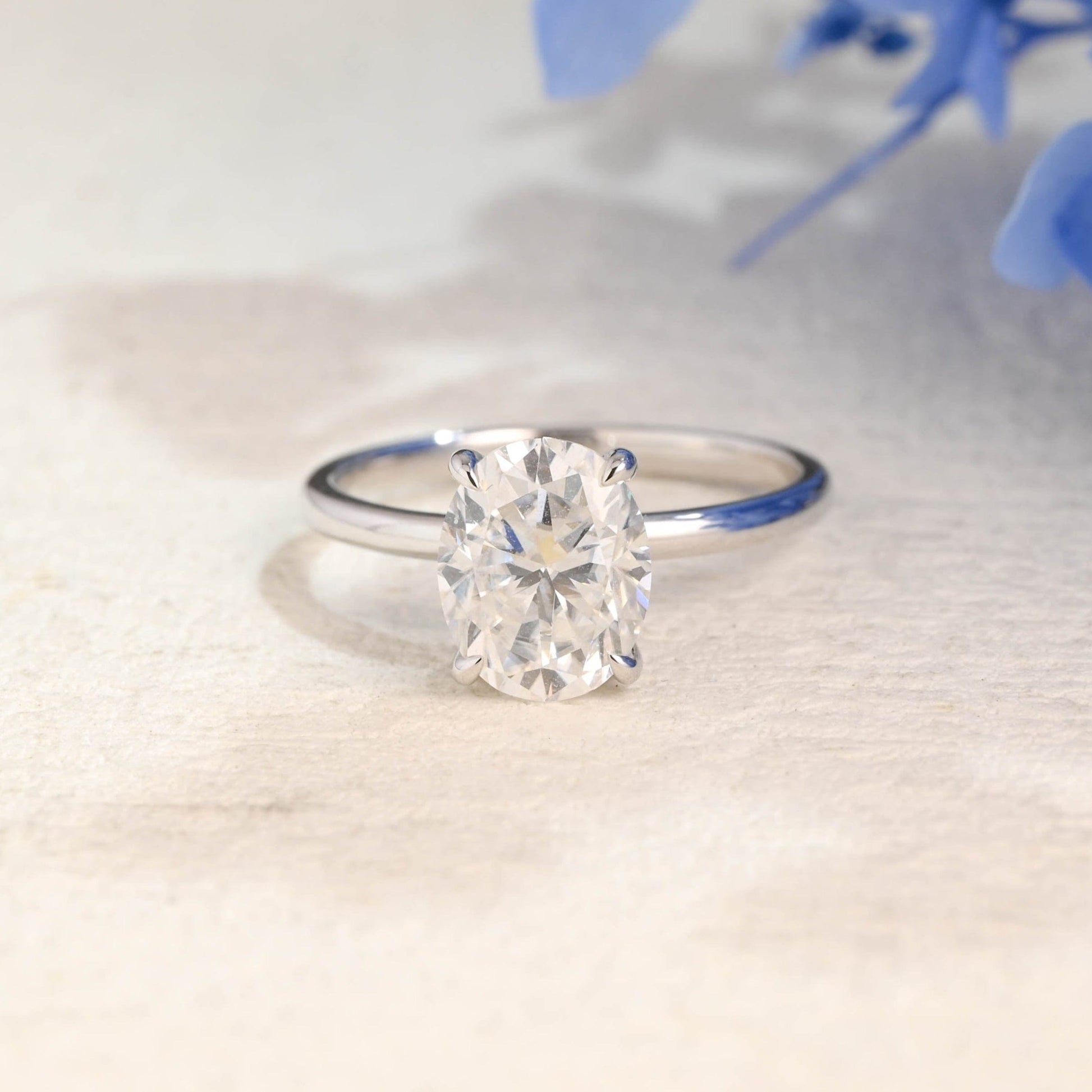 CausYou oval cut moissanite engagement ring Solid Gold Double Halo Oval Cut Moissanite Engagement Ring