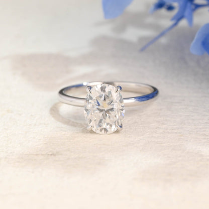 CausYou oval cut moissanite engagement ring Solid Gold Double Halo Oval Cut Moissanite Engagement Ring