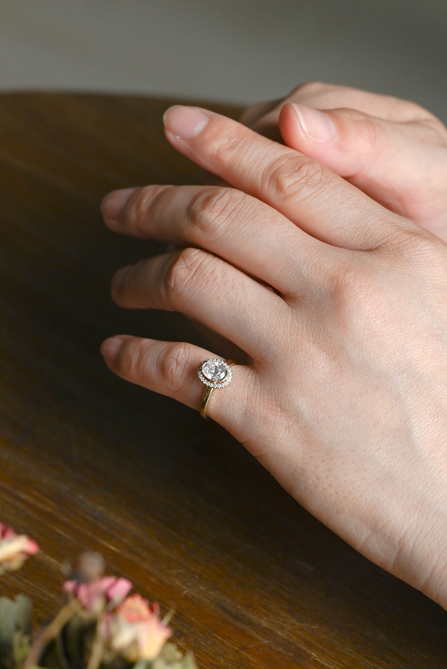 CausYou oval cut moissanite engagement ring Solid Gold Halo Oval Moissanite Engagement Ring