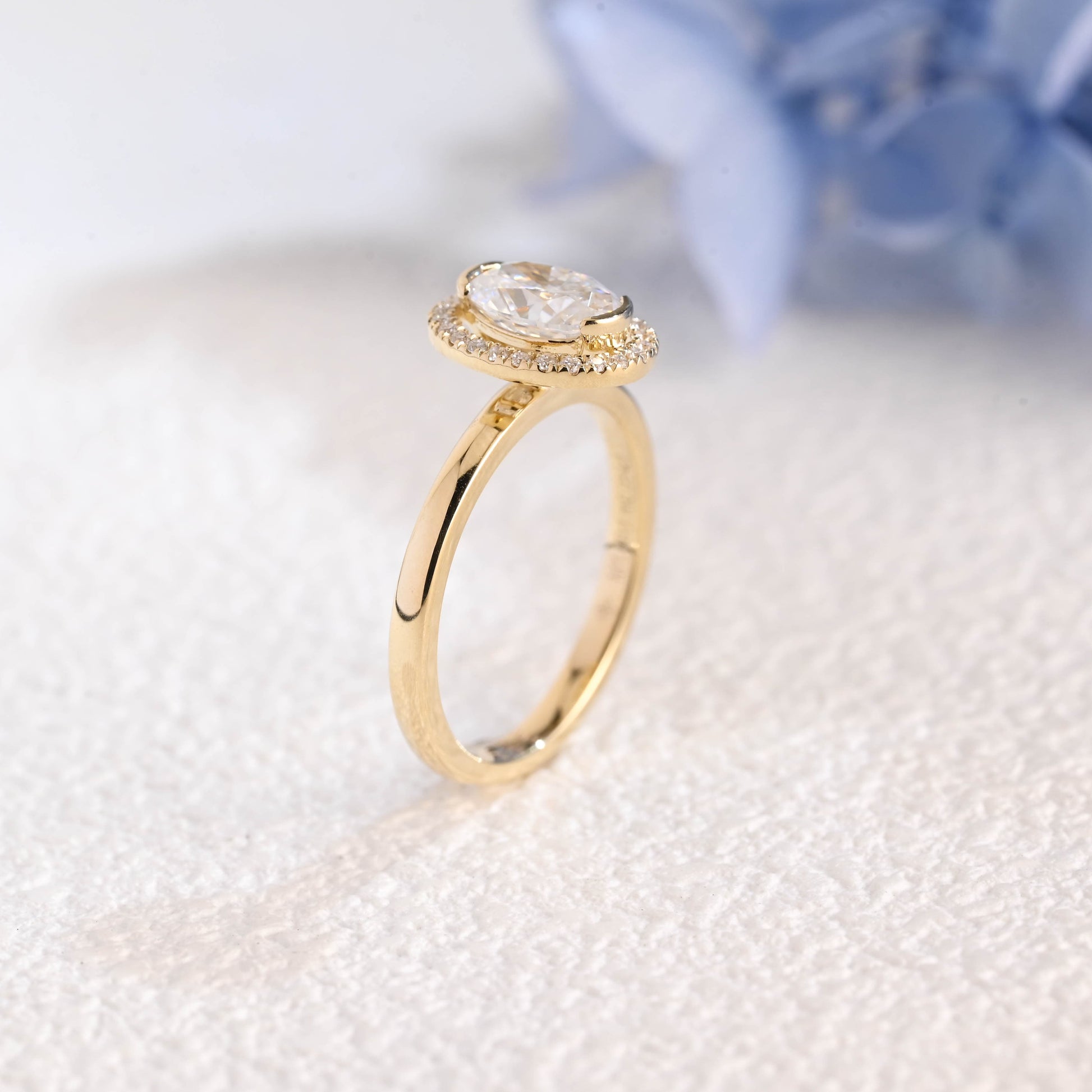 CausYou oval cut moissanite engagement ring Solid Gold Halo Oval Moissanite Engagement Ring