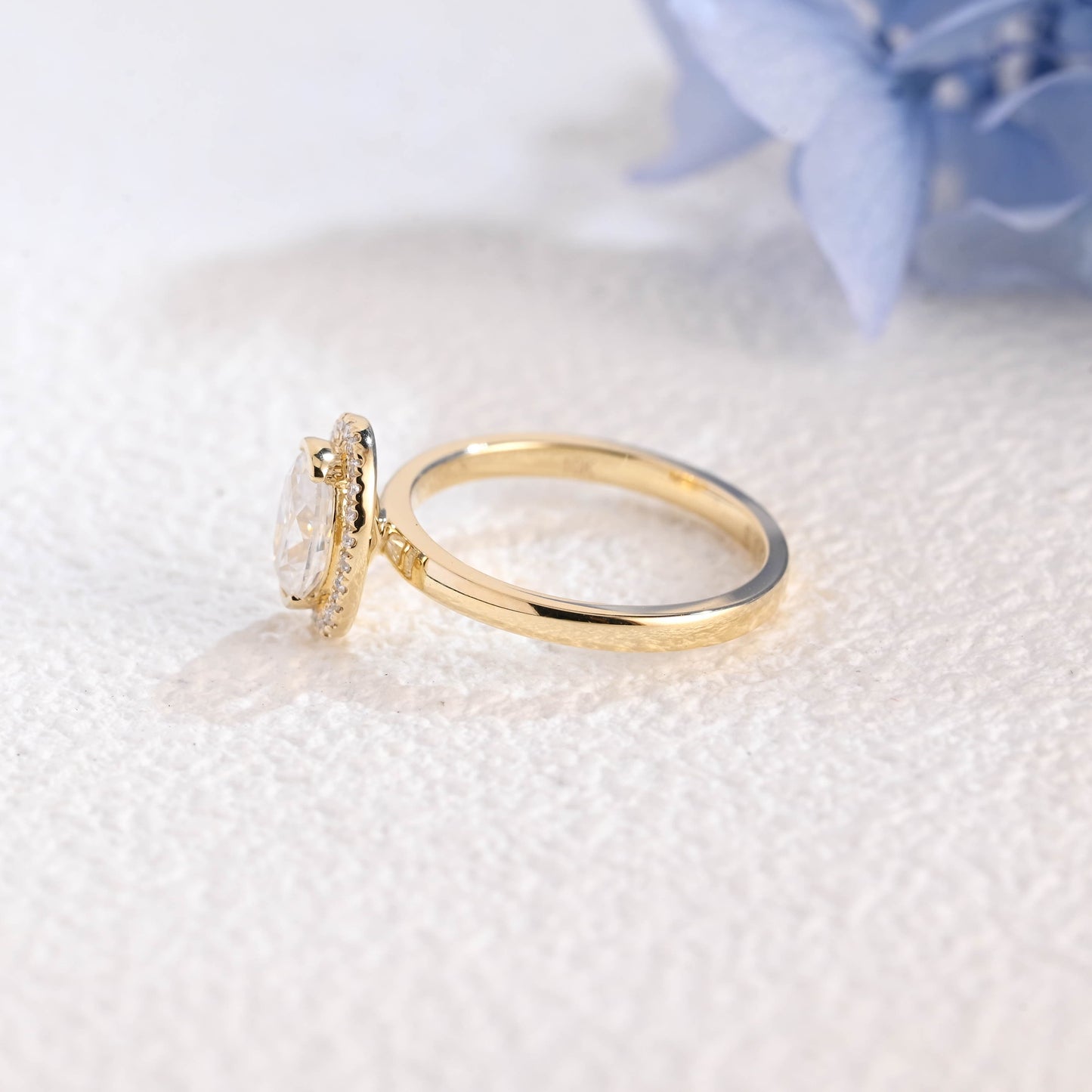 CausYou oval cut moissanite engagement ring Solid Gold Halo Oval Moissanite Engagement Ring