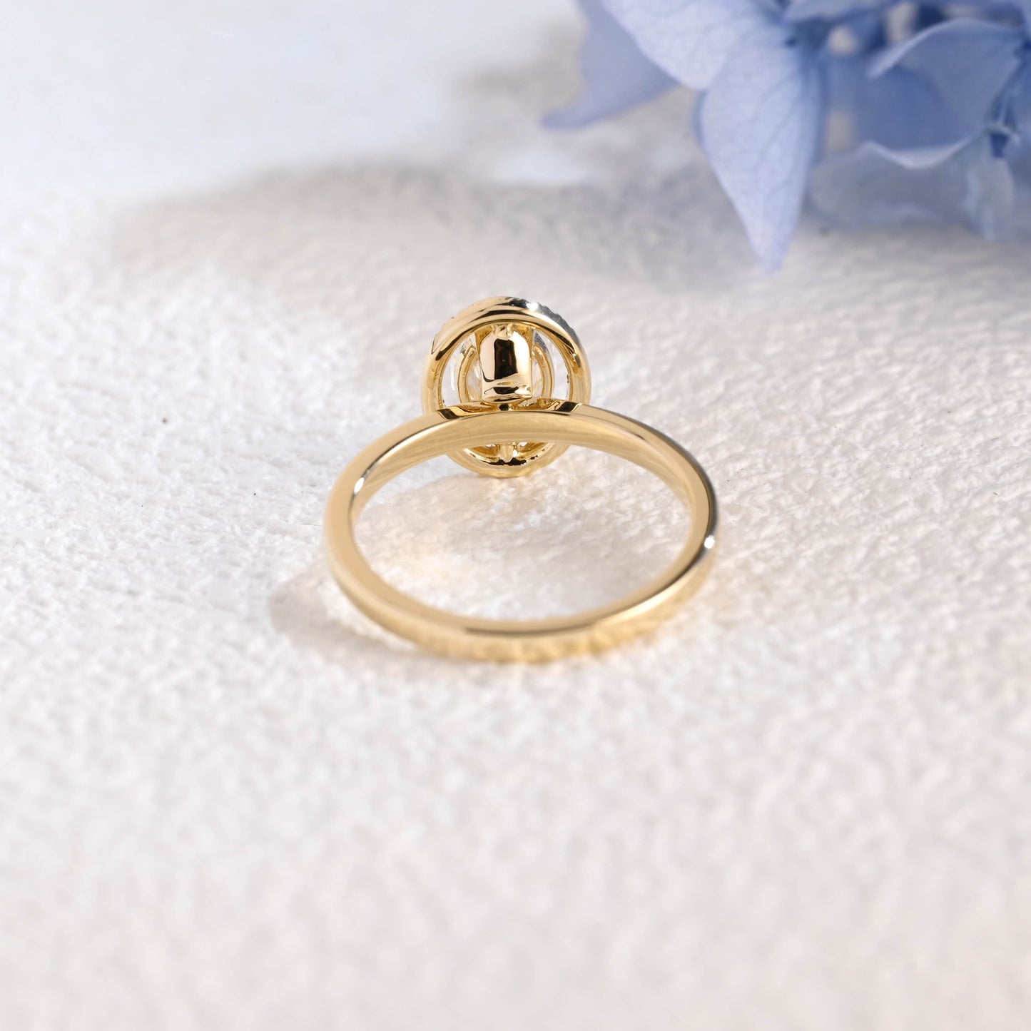 CausYou oval cut moissanite engagement ring Solid Gold Halo Oval Moissanite Engagement Ring