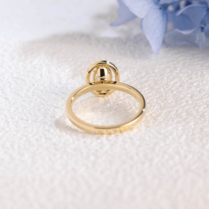CausYou oval cut moissanite engagement ring Solid Gold Halo Oval Moissanite Engagement Ring