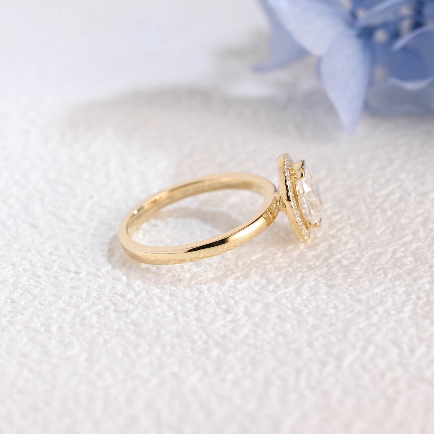 CausYou oval cut moissanite engagement ring Solid Gold Halo Oval Moissanite Engagement Ring