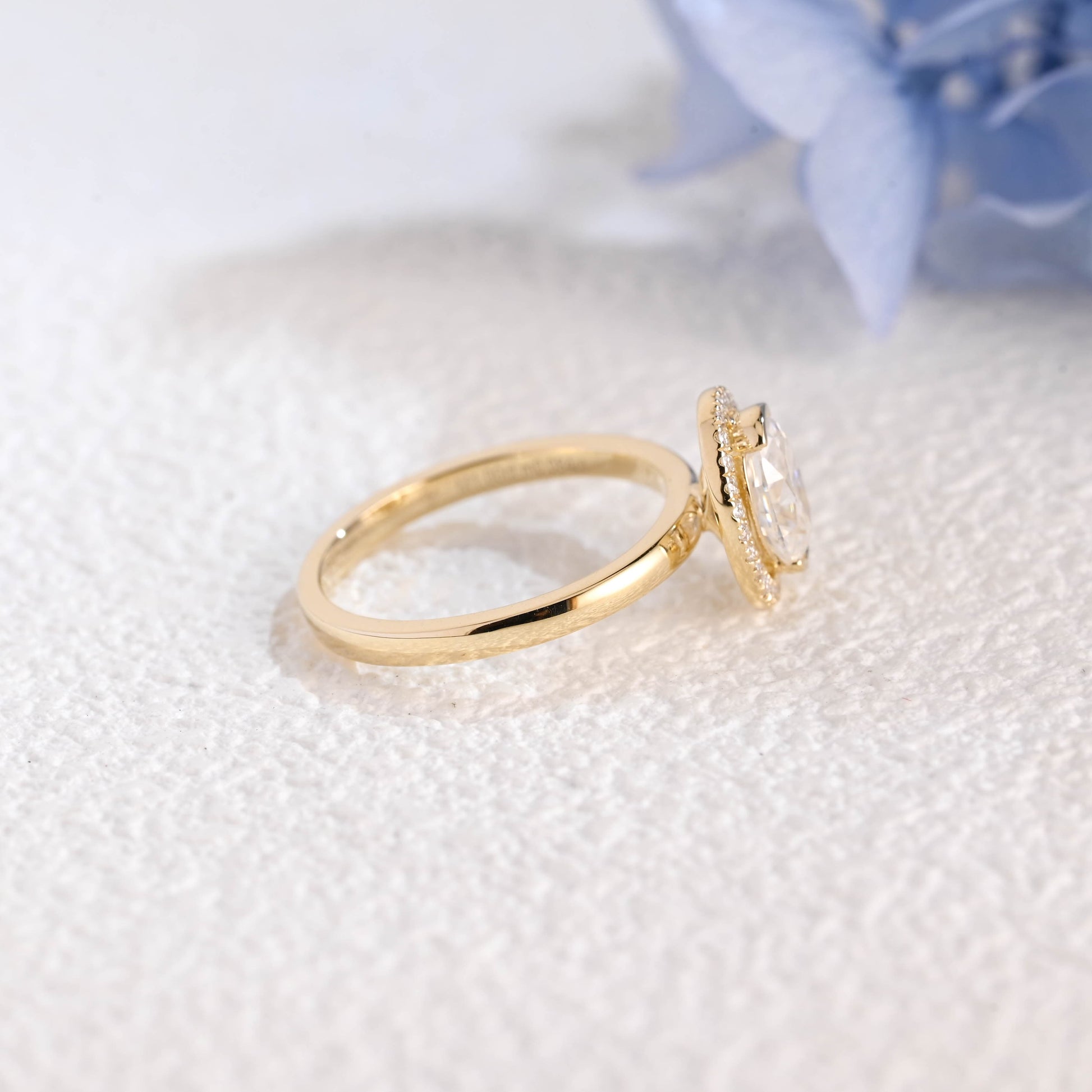 CausYou oval cut moissanite engagement ring Solid Gold Halo Oval Moissanite Engagement Ring