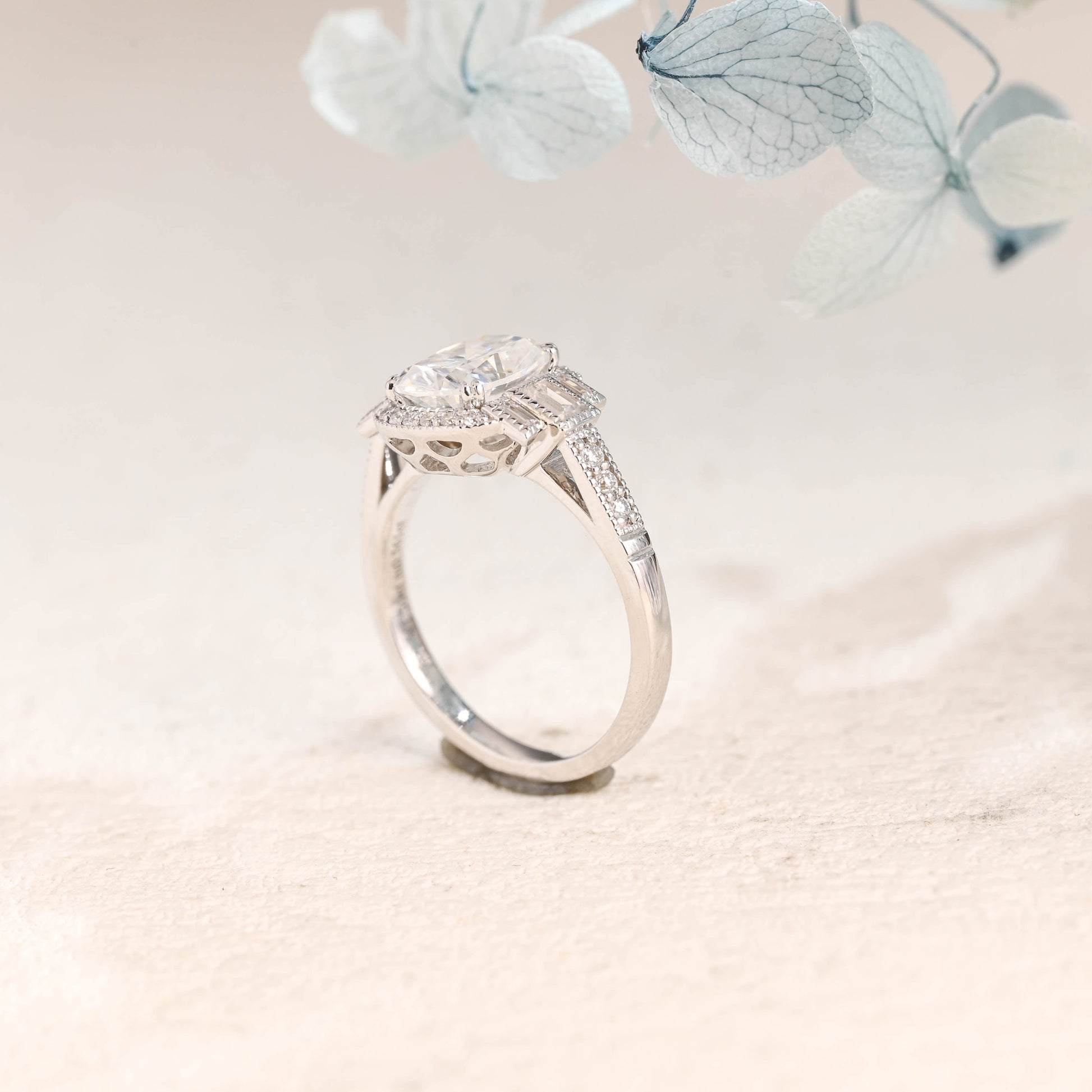 CausYou oval cut moissanite engagement ring Solid Gold Oval Cut Moissanite Engagement Ring
