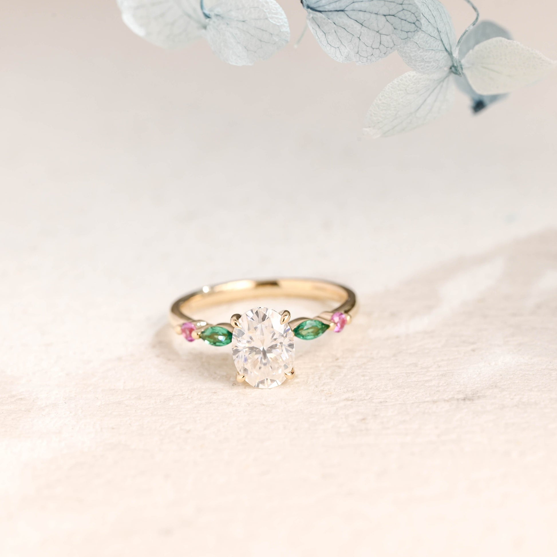 CausYou oval cut moissanite engagement ring Solid Gold Oval Cut Moissanite Engagement Ring