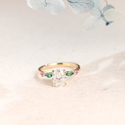 CausYou oval cut moissanite engagement ring Solid Gold Oval Cut Moissanite Engagement Ring