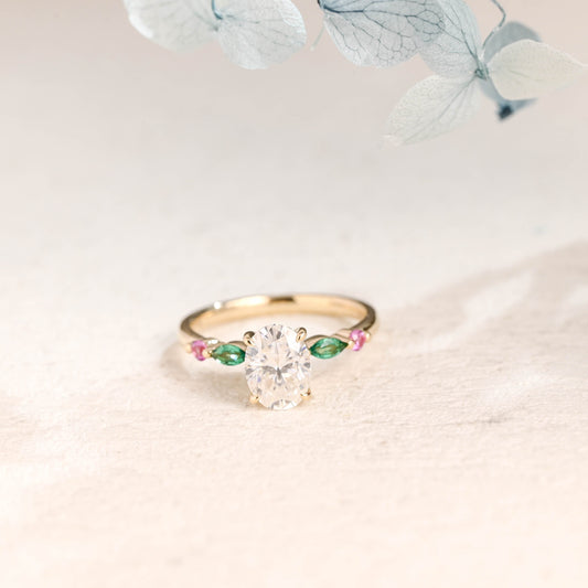 CausYou oval cut moissanite engagement ring Solid Gold Oval Cut Moissanite Engagement Ring
