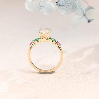CausYou oval cut moissanite engagement ring Solid Gold Oval Cut Moissanite Engagement Ring