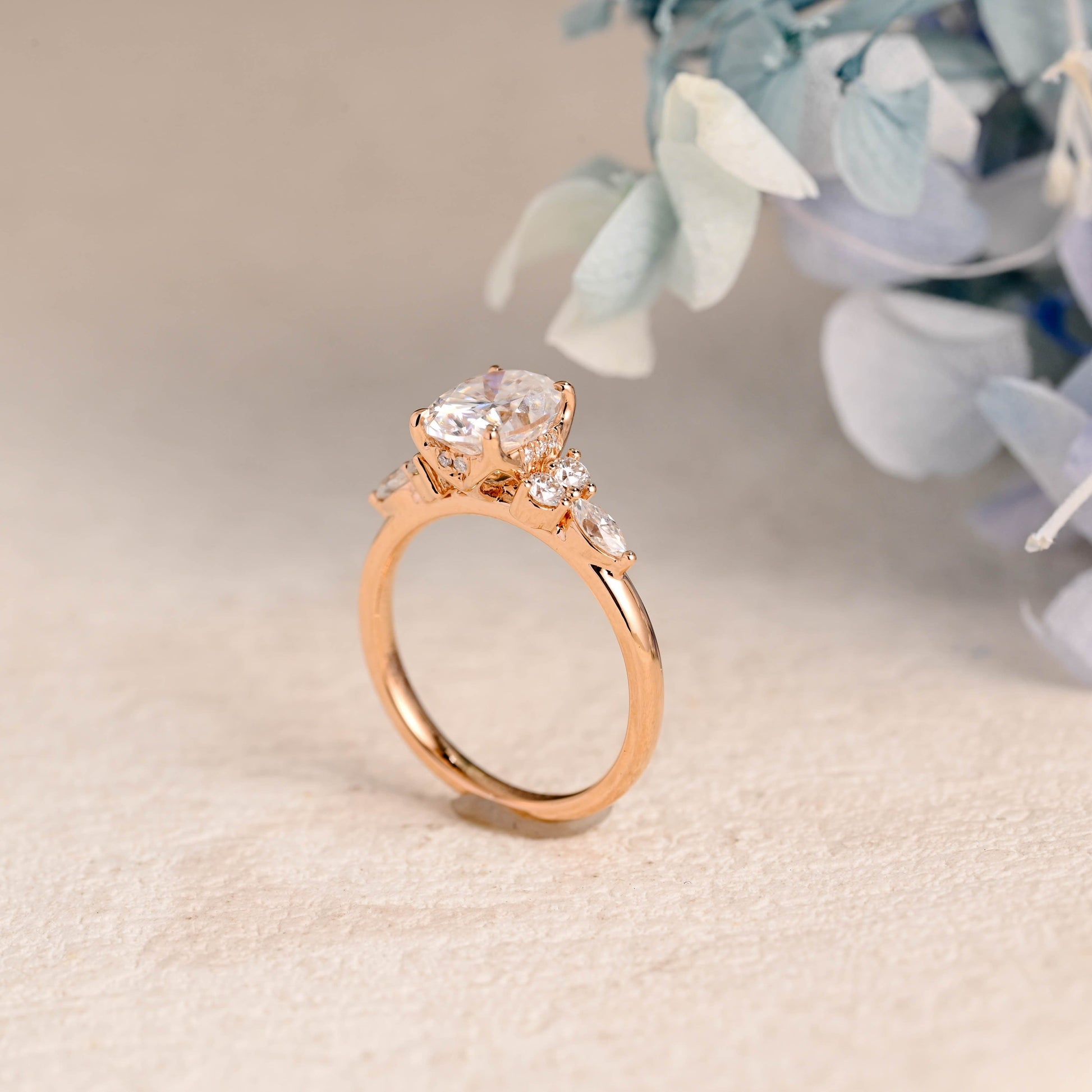 CausYou oval cut moissanite engagement ring Solid Gold Oval Cut Moissanite Engagement Ring