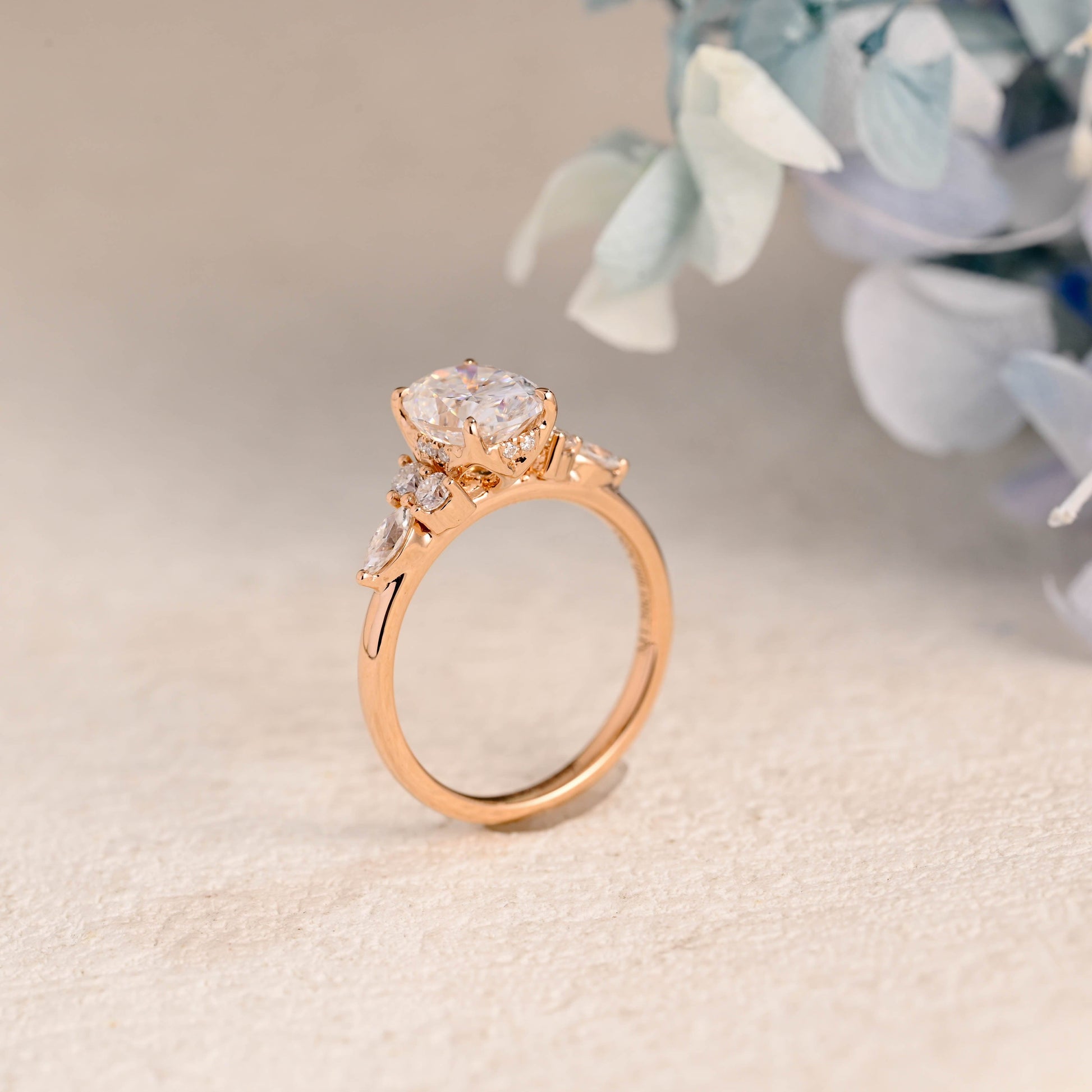 CausYou oval cut moissanite engagement ring Solid Gold Oval Cut Moissanite Engagement Ring
