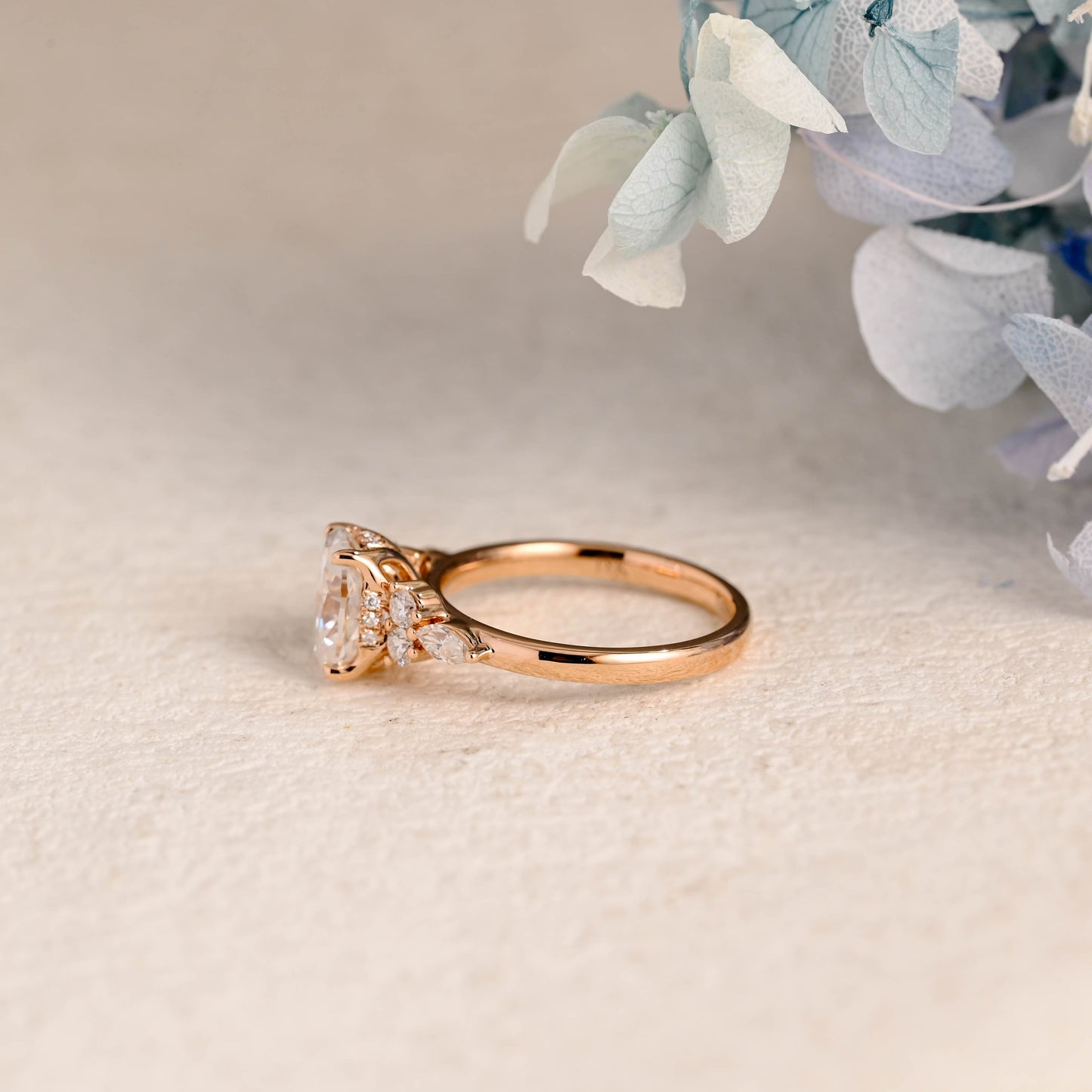 CausYou oval cut moissanite engagement ring Solid Gold Oval Cut Moissanite Engagement Ring