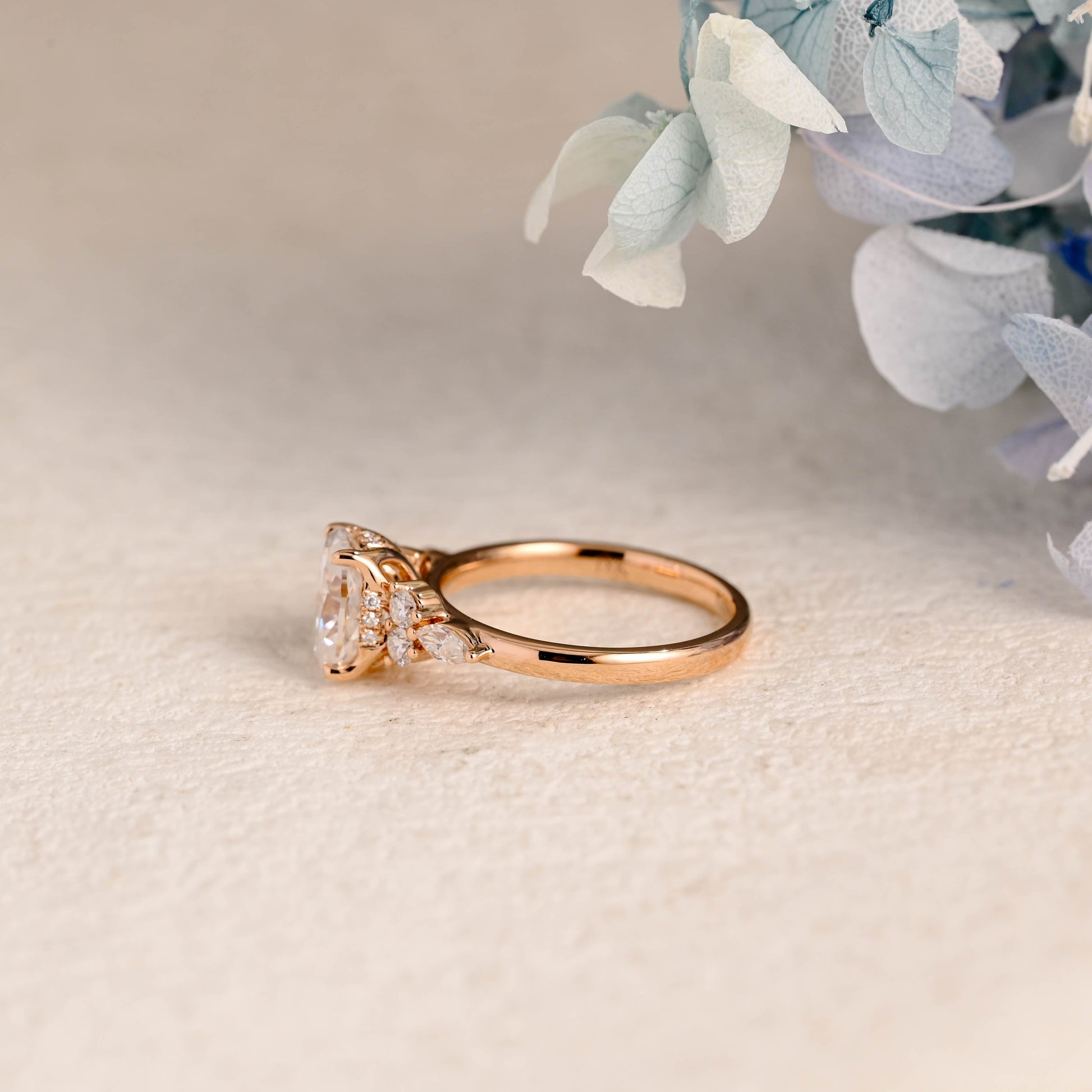CausYou oval cut moissanite engagement ring Solid Gold Oval Cut Moissanite Engagement Ring