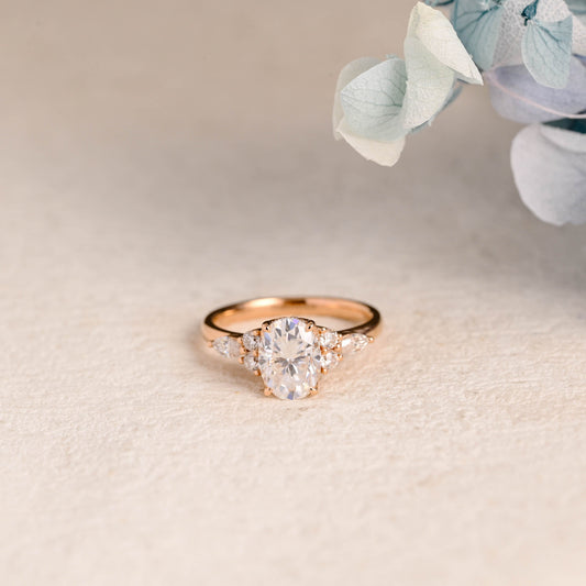 CausYou oval cut moissanite engagement ring Solid Gold Oval Cut Moissanite Engagement Ring