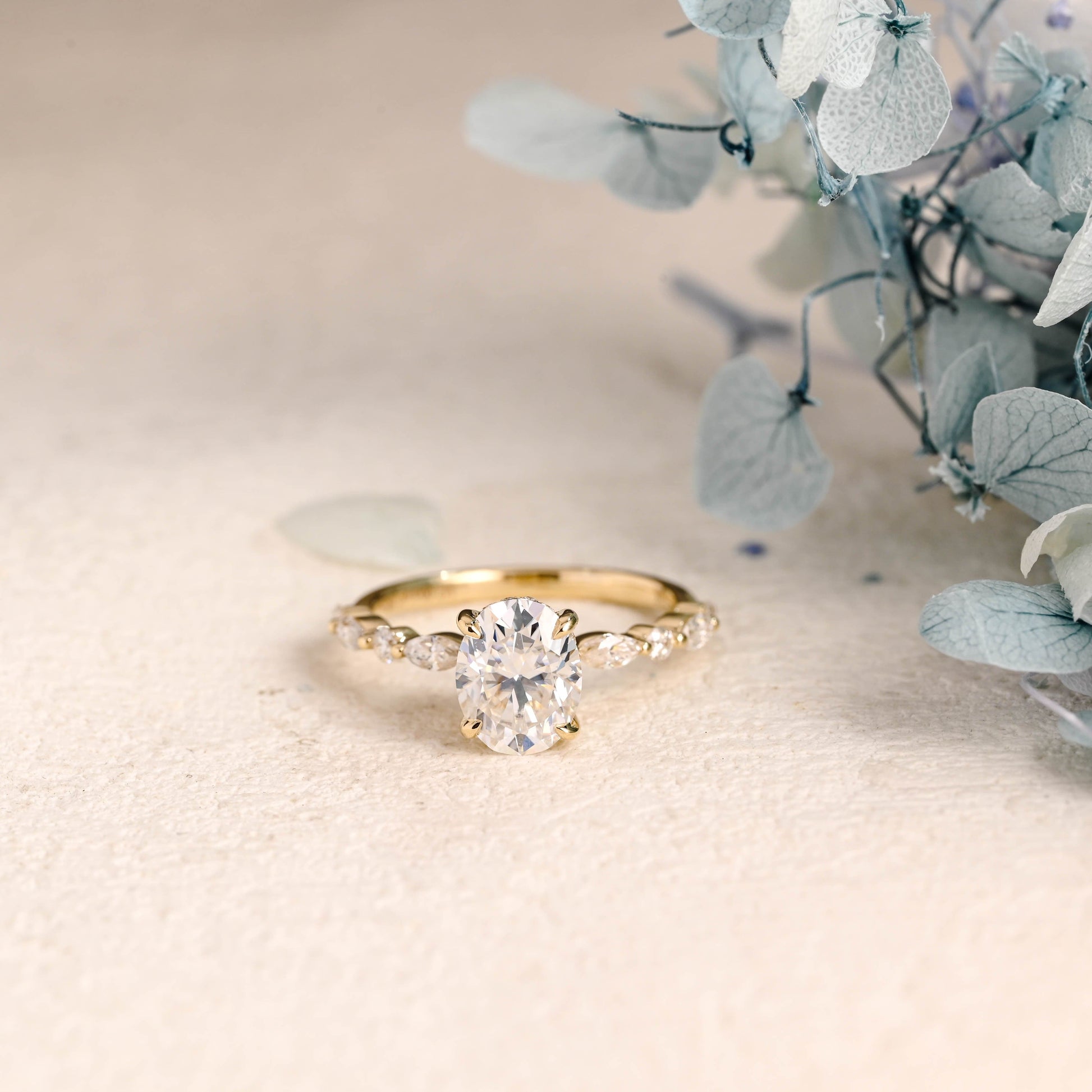 CausYou oval cut moissanite engagement ring Solid Gold Oval Cut Moissanite Engagement Ring