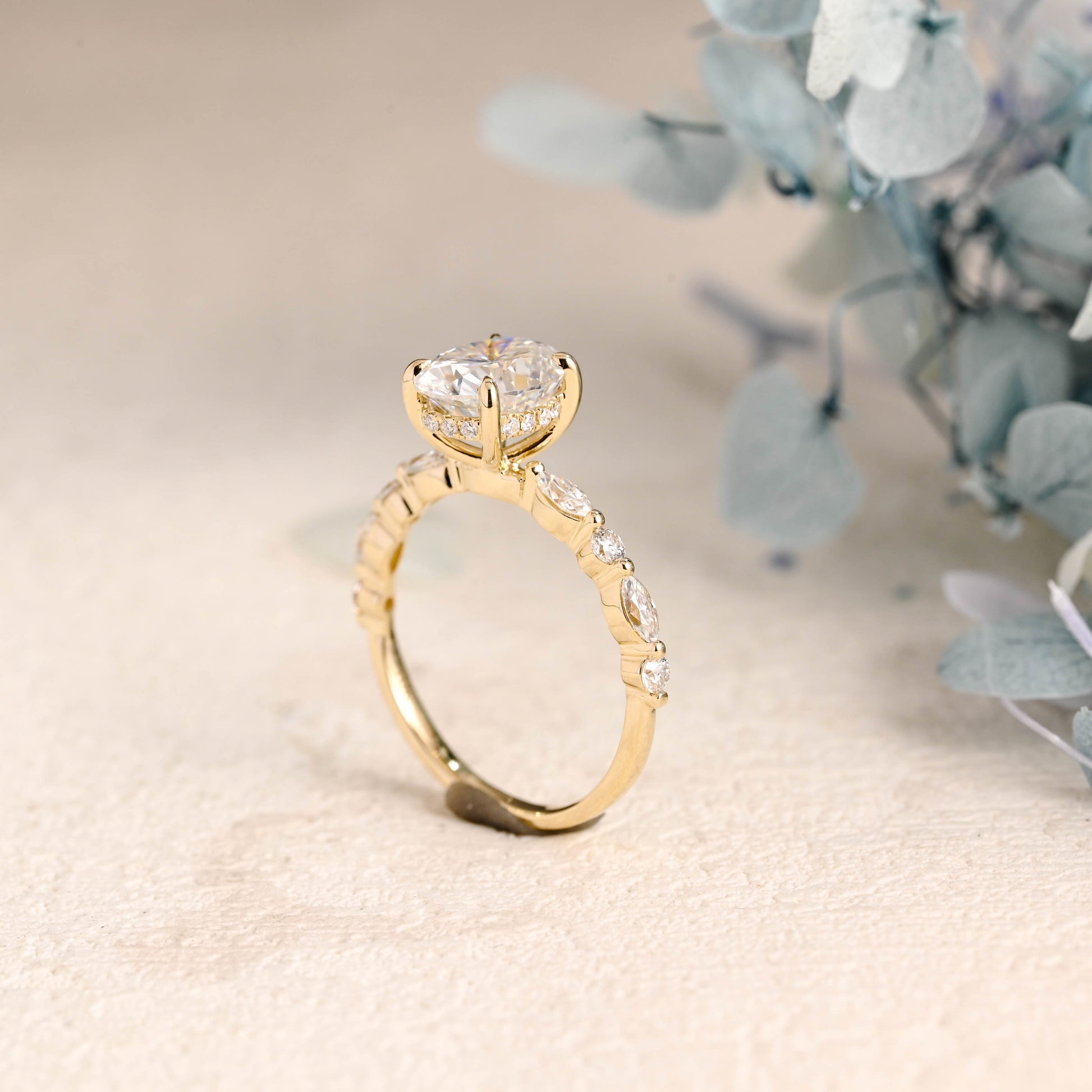 CausYou oval cut moissanite engagement ring Solid Gold Oval Cut Moissanite Engagement Ring