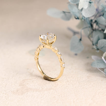 CausYou oval cut moissanite engagement ring Solid Gold Oval Cut Moissanite Engagement Ring