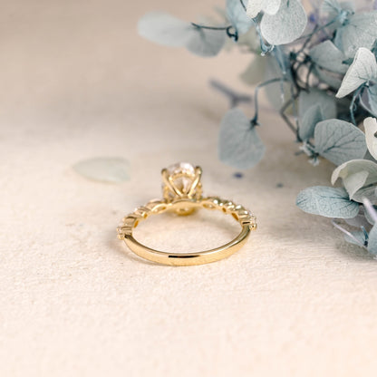 CausYou oval cut moissanite engagement ring Solid Gold Oval Cut Moissanite Engagement Ring