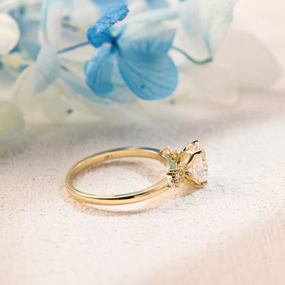 CausYou oval cut moissanite engagement ring Solid Gold Oval Cut Moissanite Engagement Ring, Cluster Promise Ring, Proposal Ring, Gift for Woman, Wife