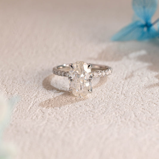 CausYou oval cut moissanite engagement ring Solid Gold Oval Cut Moissanite Engagement Ring, Tulip Setting Promise Ring, Proposal Ring, Gift for Woman, Wife