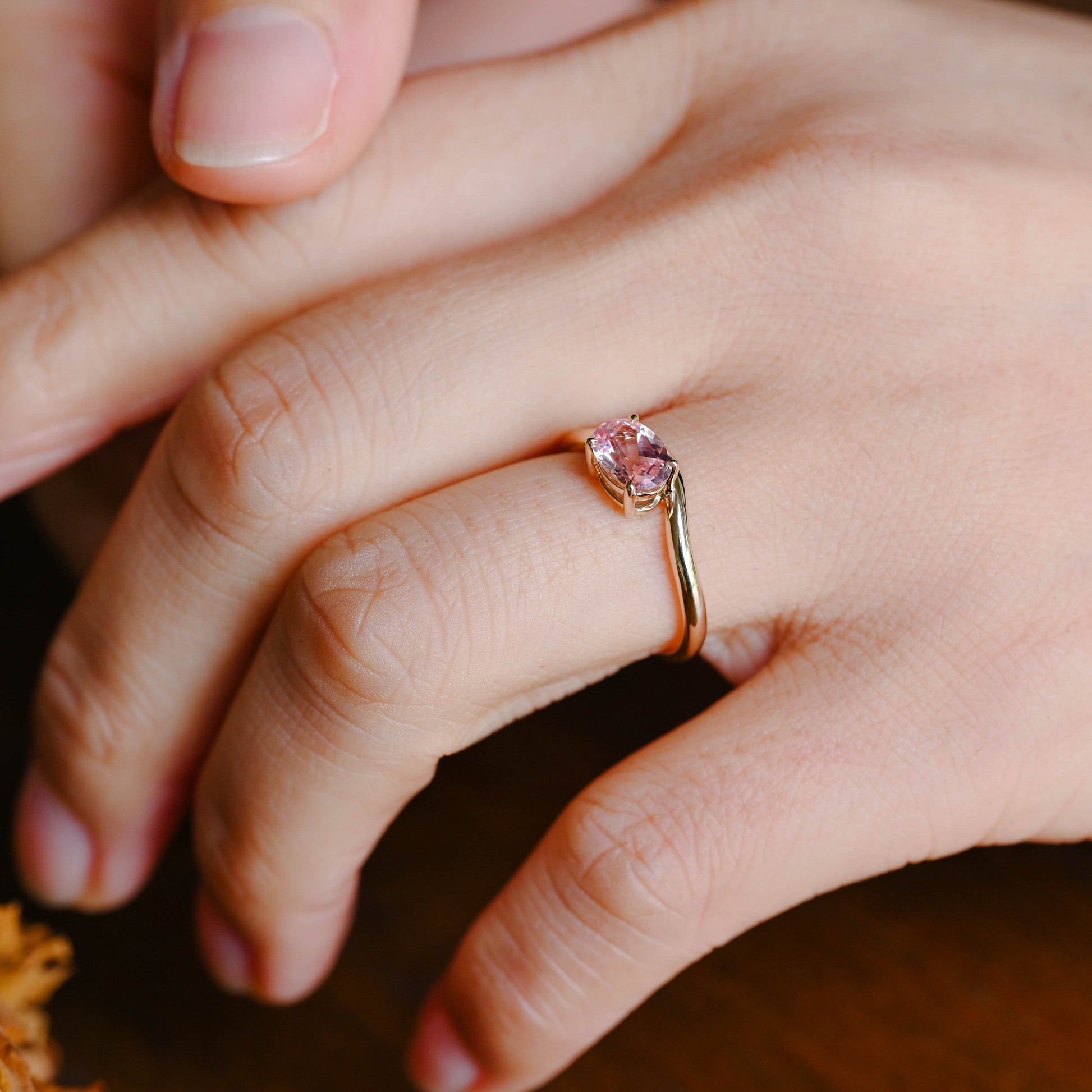 CausYou oval cut moissanite engagement ring Solid Gold Oval Cut Pink Sapphire Engagement Ring