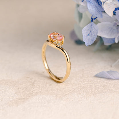 CausYou oval cut moissanite engagement ring Solid Gold Oval Cut Pink Sapphire Engagement Ring