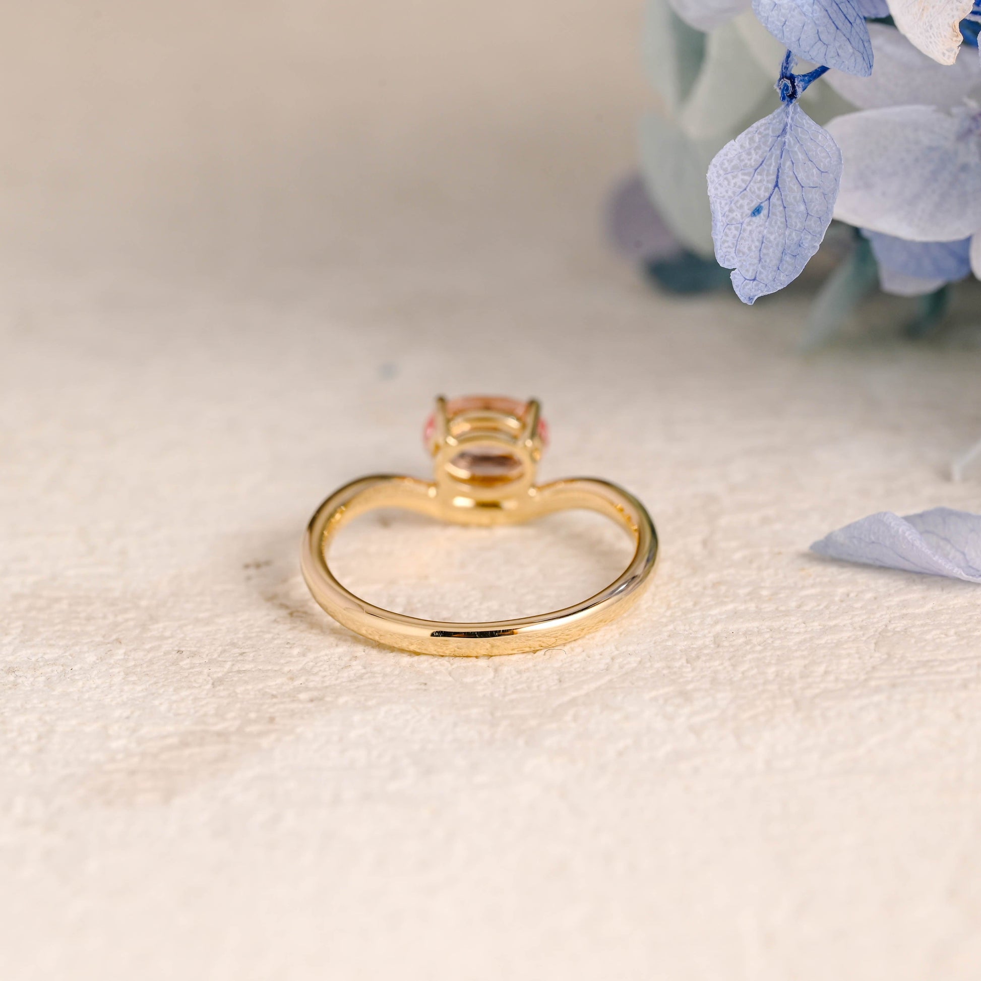 CausYou oval cut moissanite engagement ring Solid Gold Oval Cut Pink Sapphire Engagement Ring