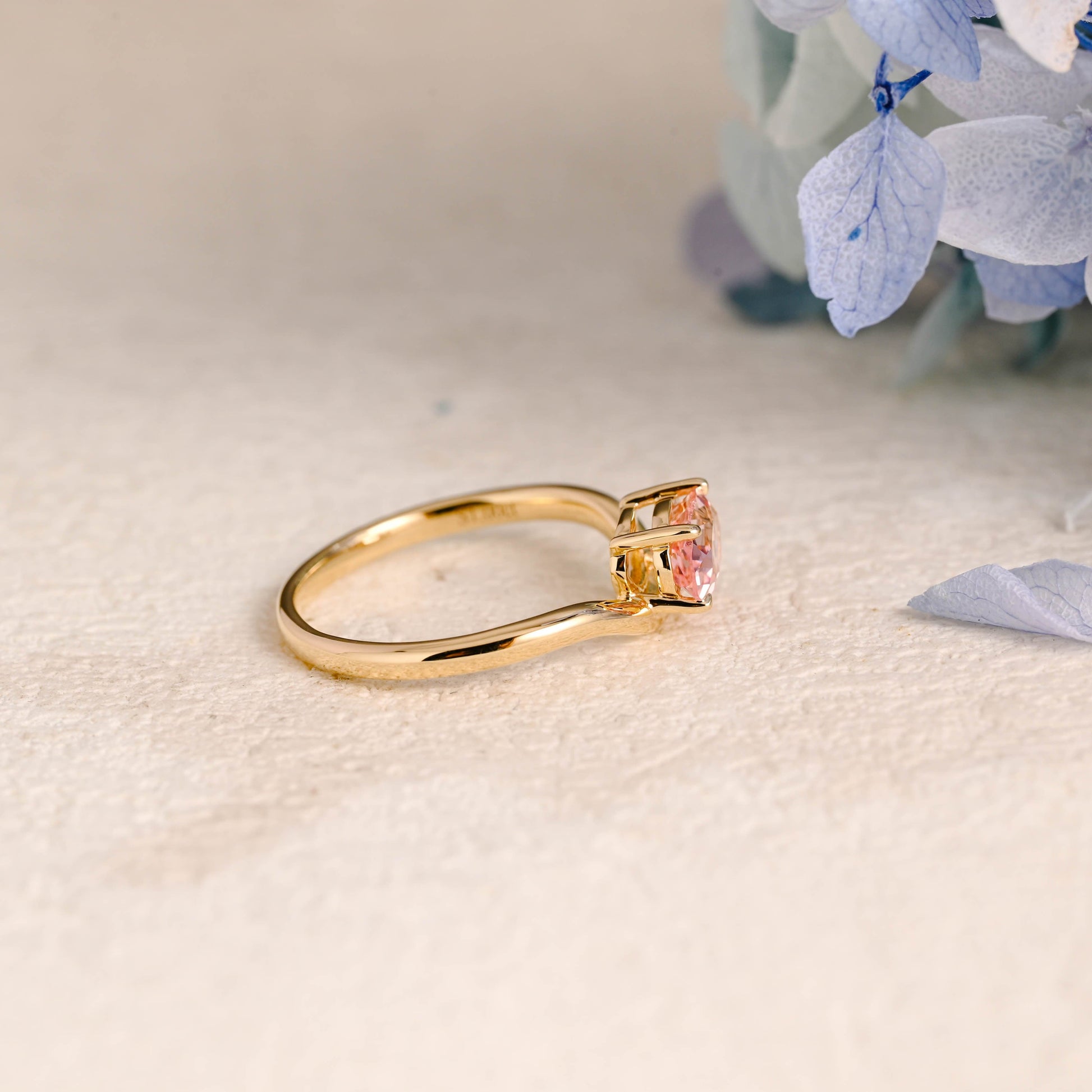 CausYou oval cut moissanite engagement ring Solid Gold Oval Cut Pink Sapphire Engagement Ring