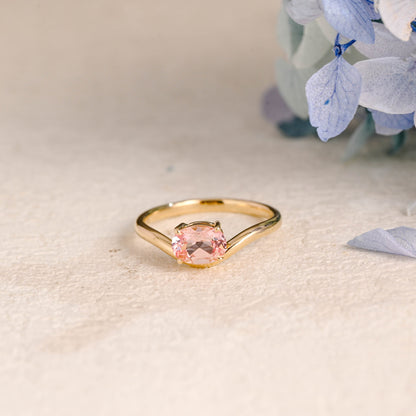 CausYou oval cut moissanite engagement ring Solid Gold Oval Cut Pink Sapphire Engagement Ring