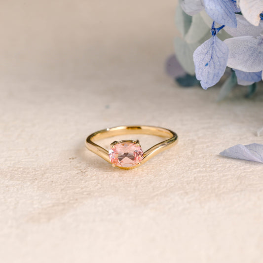 CausYou oval cut moissanite engagement ring Solid Gold Oval Cut Pink Sapphire Engagement Ring