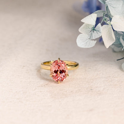 CausYou oval cut moissanite engagement ring Solid Gold Oval Cut Pink Sapphire Engagement Ring