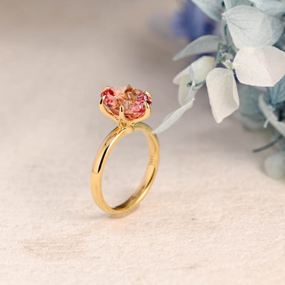 CausYou oval cut moissanite engagement ring Solid Gold Oval Cut Pink Sapphire Engagement Ring
