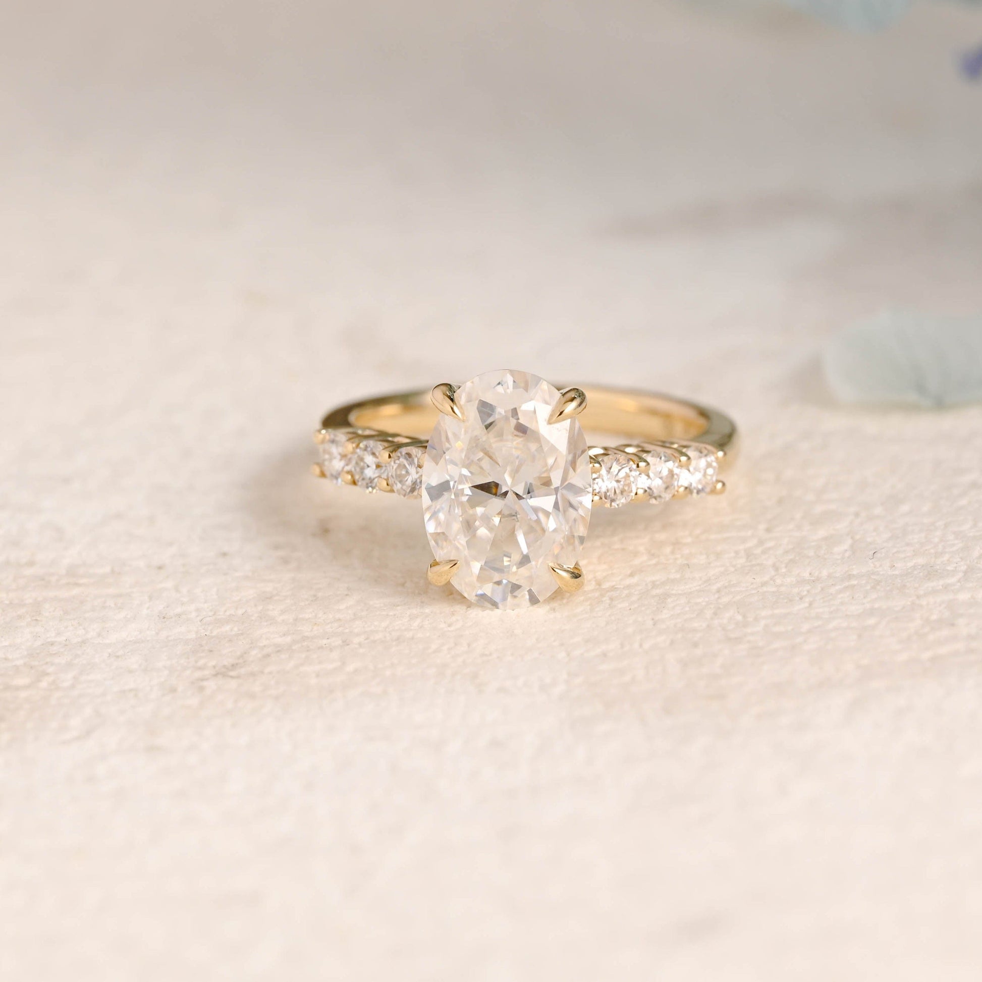 CausYou oval cut moissanite engagement ring Solid Gold Pave Oval Cut Moissanite Engagement Ring