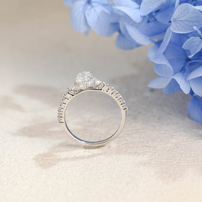 CausYou oval cut moissanite engagement ring Solid Gold Pave Oval Cut Moissanite Engagement Ring