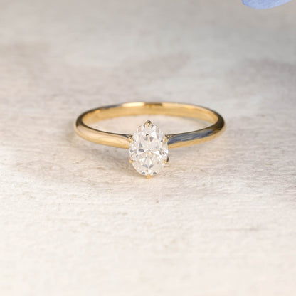 CausYou oval cut moissanite engagement ring Solid Gold Solitaire Oval Cut Moissanite Engagement Ring