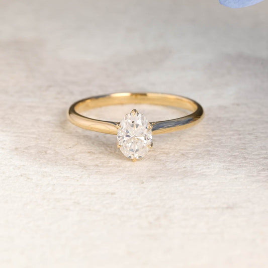 CausYou oval cut moissanite engagement ring Solid Gold Solitaire Oval Cut Moissanite Engagement Ring